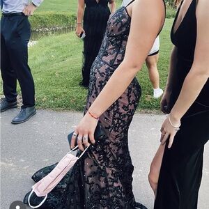 Elegant Black & Pink Evening/Prom Dress